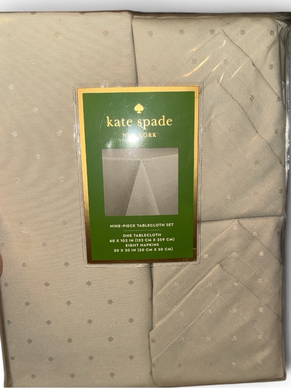 kate spade Cream Dot Nine-Piece Tablecloth & Napkin Set, new